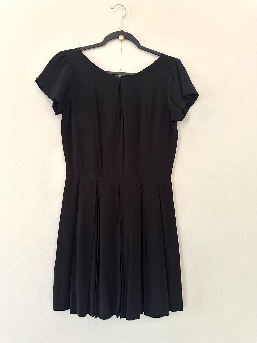 Reformation fit-and-flare black mini dress, size M